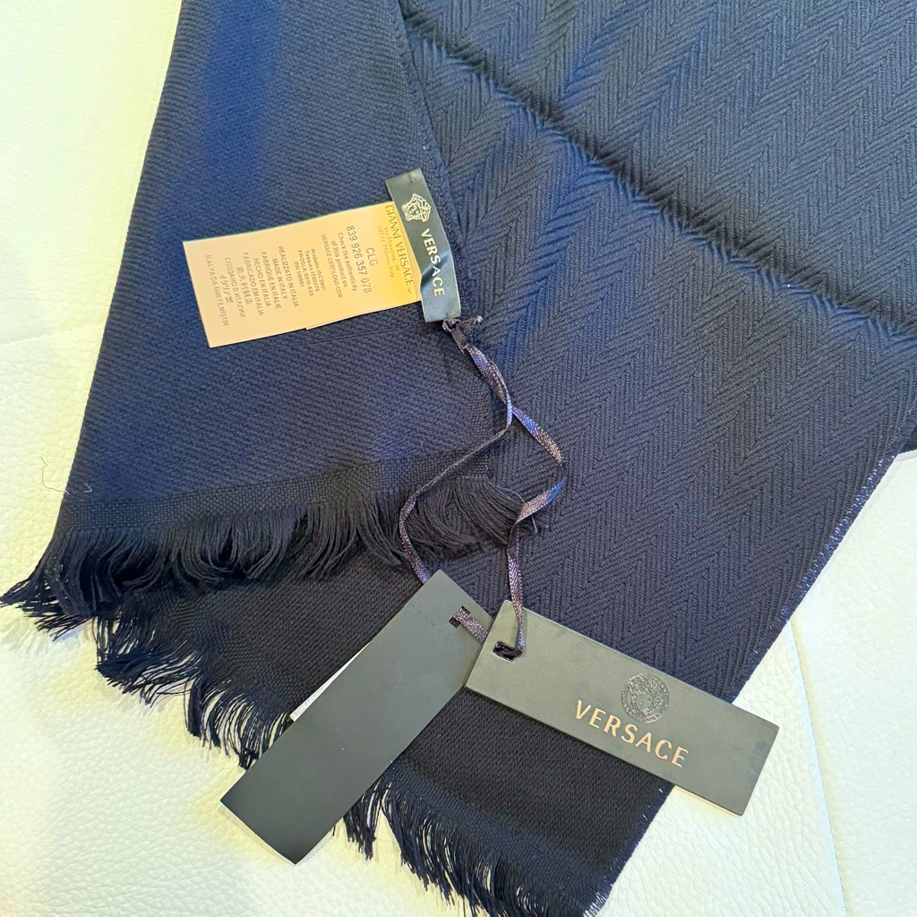Versace Scarf Medusa Face Print Black New 71" Long